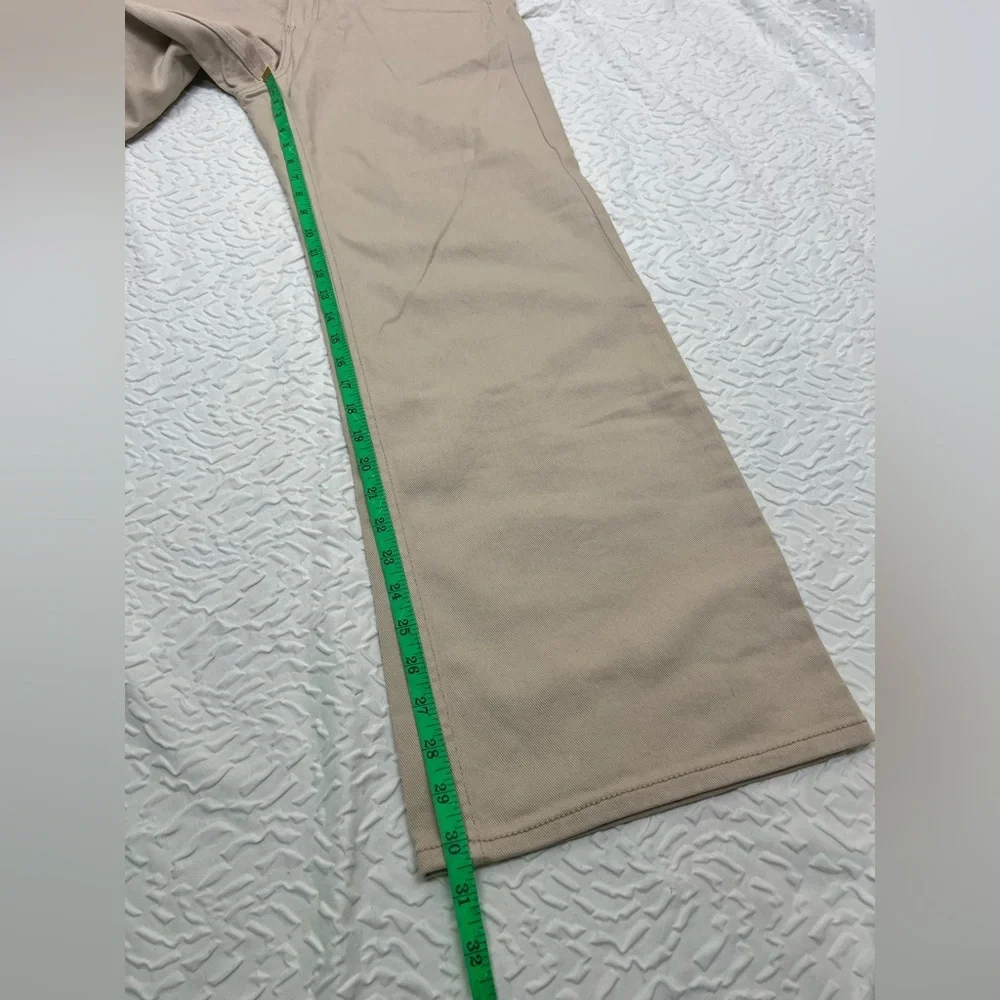 H&M WIDE-LEG TWILL PANTS Light Beige Women’s 12